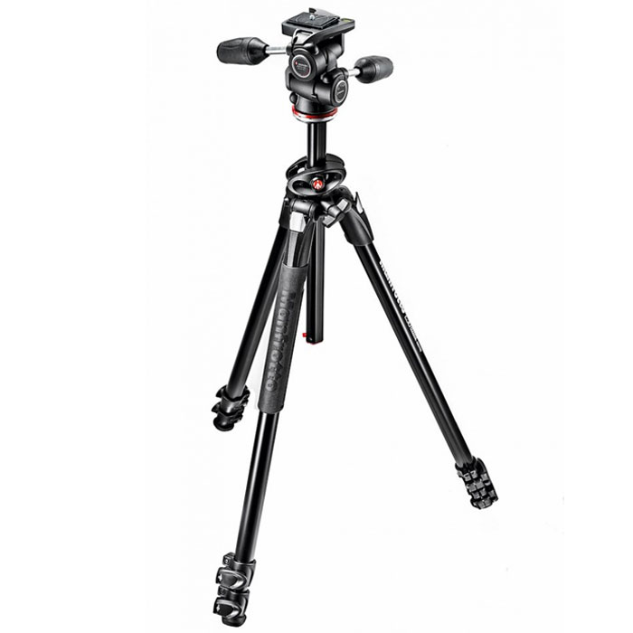 Manfrotto 290 Dual Aluminium 3-Section Tripod Kit with 804 3-Way Head (MK290DUA3-3W)