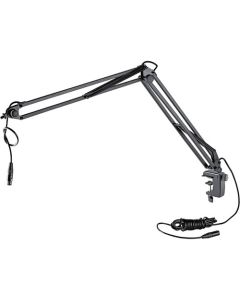 K&M Broadcast Microphone Desk Arm with Clamp and 5m XLR cable extension range 0.4m to 0.9m