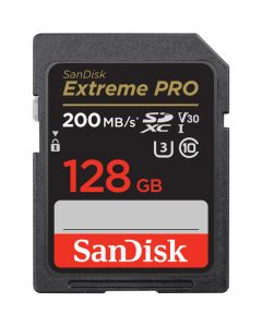 SanDisk SDXC Card Extreme Pro - 128GB, 200MB/s, V30, UHS-I, U3 for 4K Video