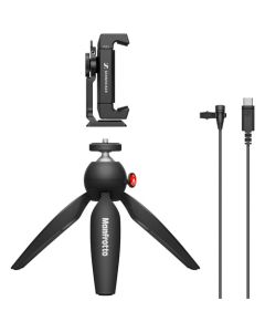 Sennheiser XS LAV USB-C Mobile Kit with Mic, Manfrotto Pixi Stand, Clamp with Cold-Shoe and Pouch