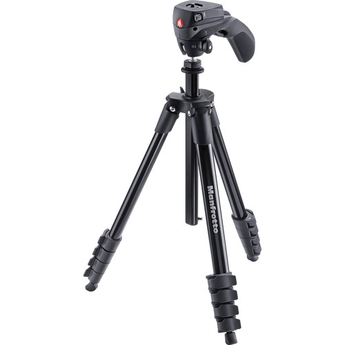 Manfrotto Compact Action Aluminum Tripod (Black) (MKCOMPACTACN-BK)