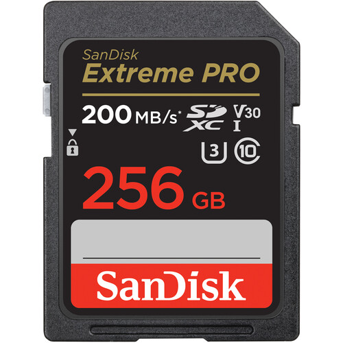 SanDisk SDXC Card Extreme Pro - 256GB, 200MB/s, V30, UHS-I, U3 for 4K Video