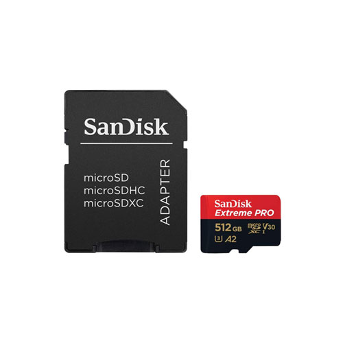 SanDisk microSD Extreme Pro UHS I Card 512GB for 4K Video on Smartphones, Action Cams & Drones 200MB/s Read, 140MB/s Write