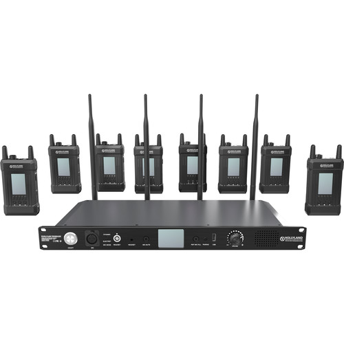 Hollyland Syscom 1000T-8B Full-Duplex Intercom System with Eight Beltpacks and Headsets