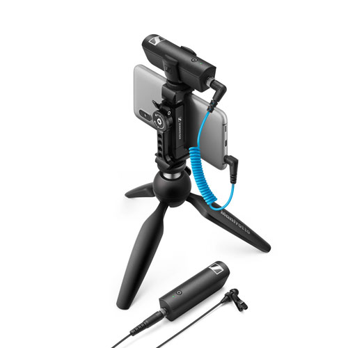 Sennheiser XSW-D Portable Lav Mobile Kit with Transmitter, Receiver, Lapel Mic, Mounts & Manfrotto PIXI Tabletop Stand